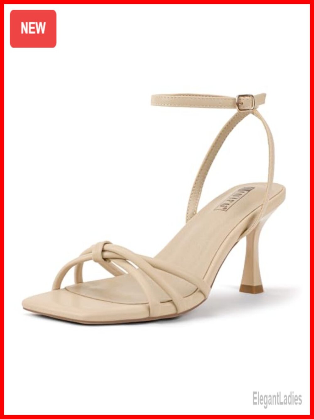 Women's Strappy Stiletto Heeled Sandals Square Toe Ankle Strap